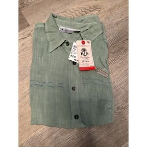 Ocean outfitters resortwear Rayasun size‎ medium button-down green Linen Cotton